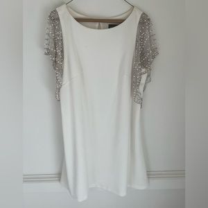 White Dress, pearl beaded sleeves